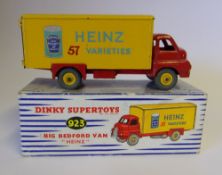Dinky, No 923 Big Bedford Van 'Heinz' : red with yellow rear and yellow grooved hubs, boxed.