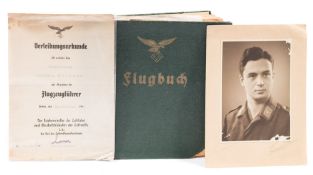 A WWII German Flugbuch for Karl-Hanz Schwarz, Jagdgeschwader 104 1 Staffel:,