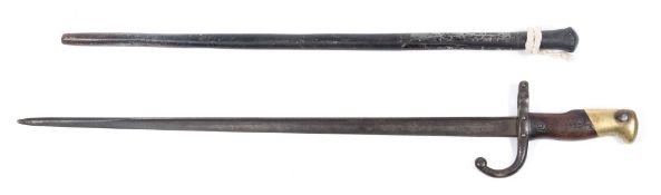 A WWI Gras bayonet together with a WWI Hawthorn swagger stick:,