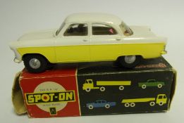Spot-On Ford Zodiac Model 100/SL: with head and rear lights, Yellow/white body,