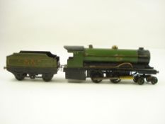 A Bowman O gauge live steam 4-4-0 locomotive and tender:, in LNER livery number 4472.