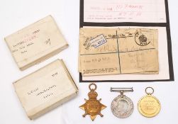 A WWI trio to 'L 27172 Sadler W A Lane RFA', 1914-15 Star, War Medal and Victory Medal:,