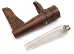 An Edwardian silver mounted spirit flask in leather case, maker G & J W Hawksley, Sheffield 1902.