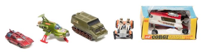 Corgi Lunar Bug (806) in original box:, together with a Dinky Shado 2, a Shado UFO Interceptor,
