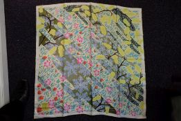 'The Asprey Silk Scarf' by Asprey, London:, floral hand finished print, 90cm x 90cm,