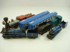 Two Chad Valley 4-4-0 BR Blue locomotives and tenders:,