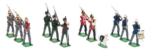 A collection of handmade and hand painted Victorian and later Regimental figures:,