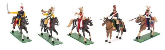 A collection of handmade and hand painted British and French cavalry Regimental figures:,