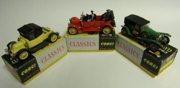 Corgi Classics, No 9001 1927 Bentley: No 9021 1910 Daimler and 9032 1910 Renault Primrose,