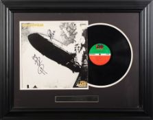 WITHDRAWN Led Zeppelin 'Led Zeppelin ' signed album cover with LP in a glazed display frame: