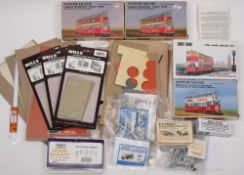 A collection of scale model Tram kits, railway scenery and building kits etc:,