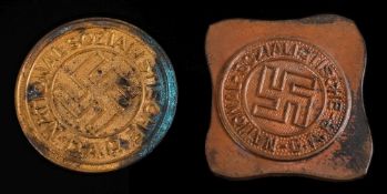 Two NSDAP gilt badge mis-strikes,one by Beck:, numbered RZM39 to reverse (2).