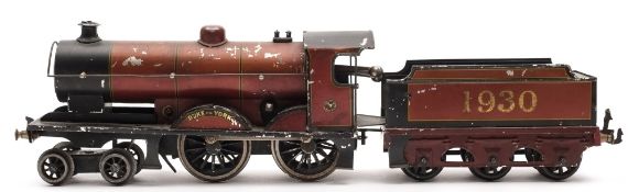 A Bassett-Lowke 4-4-0 locomotive and tender 'Duke of York' in BR maroon:.