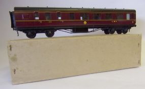 Exley for Bassett Lowke, a 3rd/brake Side Corridor Coach in LMS maroon livery; boxed.