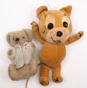 A Merrythought 'Jerry Mouse' brown felt figure together with a small blonde plush Teddy bear:, (2).
