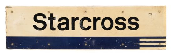 A British Railway aluminium station sign for 'Starcross':,