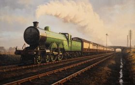 Nicholas Trudgian (1951-): LNER 4-4-2 locomotive no 4423 at steam, oil on canvas,