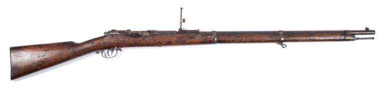 An 11mm Mauser model 71/84 tube magazine bolt action military rifle:, numbered 5280,