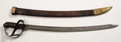 A Dutch klewang by Hembrug:, the slightly curved single edge blade with clipped back point ,