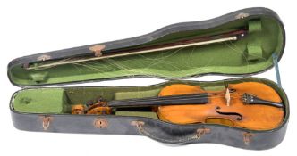 An early 20th century student violin:, unsigned,