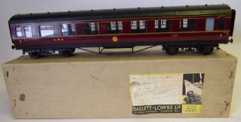 Exley for Bassett Lowke, a 1st/3rd Side Corridor Coach in LMS maroon livery; boxed.