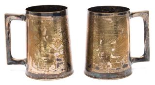 A WWII group of five together with a pair of trench art tankards and an RAF bar brooch:,