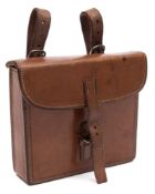 A leather cased silver plated sandwich box and glass flask by James Dixon & Sons:,