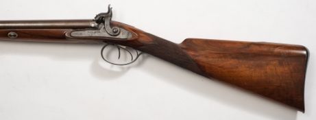 A 19th century double barrel side by side percussion shotgun by Noon:,