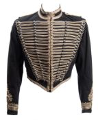 A Victorian black and silver braided military tunic:,