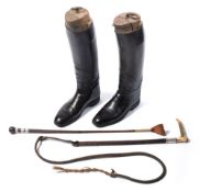 A silver mounted antler handled riding crop by Swaine & Adney,