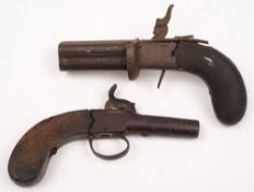 A 19th century four-barrel percussion cap pepperbox pistol:,
