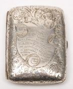 A Victorian Police Silver Presentation Cigarette case, maker Rolason Brothers, Birmingham 1896:,
