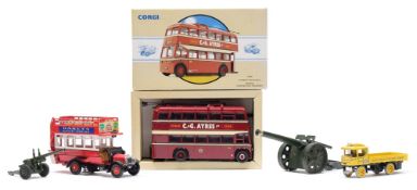 A collection of various vintage commercial vehicles and trolley buses by Corgi,