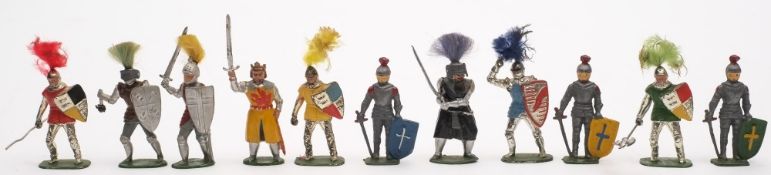 A group of eleven various figures of Medieval Knights by Britains: and other makers.