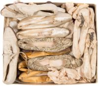 Seven pairs of Edwardian and later lady's shoes and slippers:,