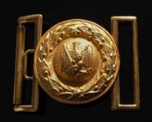 An NSDAP High Justice Official's gilt belt buckle:, type 1 with both keepers,