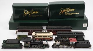 A collection of Bachmann Spectrum locomotives and rolling stock:,