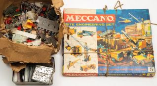 A Meccano No 5 'Site Engineering Set', together with a collection of miscellaneous figures etc:.