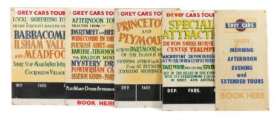 Five mid-20th century Devon General/Grey Cars Tours enamel advertising signs:,