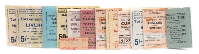 A group of seven 1960s Tottenham match tickets, together with two tickets for England v Sweden 1968,