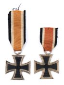 Two WWII Iron Crosses, Second Class:, with ribbon.