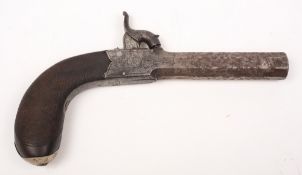 An early 19th Century percussion cap boxlock pistol:,