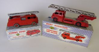 Dinky No 555 Fire Engine with Extending Ladder: and Dinky No 956 Turntable Fire Escape,