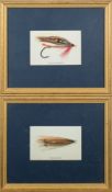 A set of six salmon fly polychrome furnishing prints:.