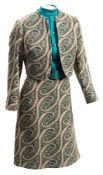 A Paisley pattern type dress: and jacket.