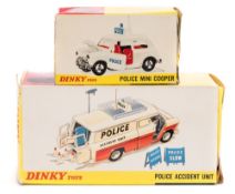 Dinky No 287 Police Accident Unit Ford Transit and No 250 Police Mini Cooper:,