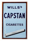 A mid-20th century enamel advertising sign for 'Wills Capstan cigarettes':,