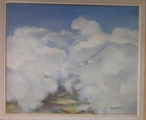 Margaret Kahn, Gilder amongst clouds: oil on canvas, signed undated, 49 x 60cm.