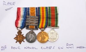 A WWI miniature group of four:, 1914-15 Star War Medal with four RN clasps,