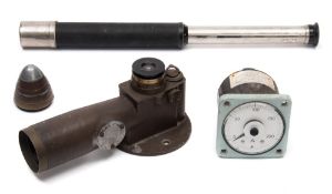 A WWII bearing gunsight together with an MOD issue signal telescope by Ross,